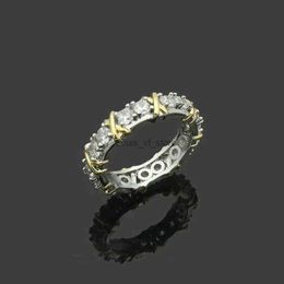 Bagues de bande Designer Dames Croix Entre Or avec Diamants Mode Classique Bijoux Sier Plaqué Rose Mariage En Gros Boîte Réglable W81z H24227