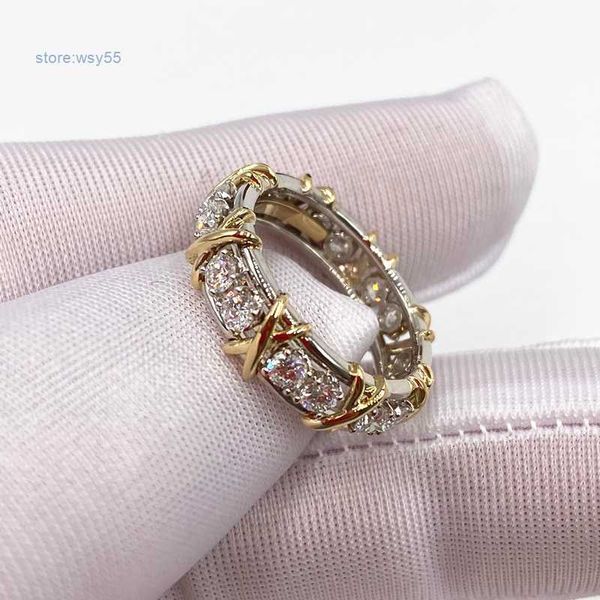 Band Rings Diseñador Luxury Ladies Cross Band X Gold con 16 Diamantes Joyas Classic Joyas de 18K Plateado para mujeres Menores Amantes de parejas Love Signet Wedd 59gr