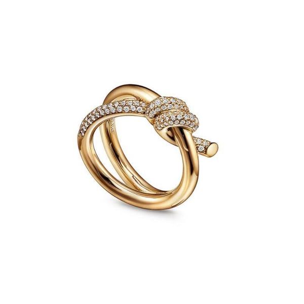 Bagues de bande Designer Bague Dames Corde Noeud De Luxe Avec Diamants Bagues De Mode Pour Femmes Bijoux Classiques Plaqué Or 18 Carats Rose Mariage Dr Dhlhj