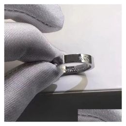 Bands anneaux Designer Ring Real Solid 925 Sterling Sier Diamond Solitaire Simple 815706943 Round Finger For Women Element Drop Del Otbho
