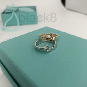 Band Ringen designer S925 Sterling Silver T1 Ring met Rose Gold en Diamonds Couple Ring Eenvoudig, Stijlvol, Licht Luxe Design Sense Valentijnsdag U0EK