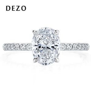 Anneaux de bande Dezo Ovale Cut 2CT Card Mosonite Diamond Engagement Rd Solid 925 STERLSILVER WEMPS WEMENS Promesse Jewelry J240429