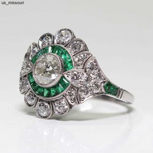 Anillos de banda DIWENFU Pure S925 Color plata esterlina Esmeralda natural Anillo de piedras preciosas Mujeres Plata 925 Joyería Cojín Zirconia Granate Bizuteria J230522