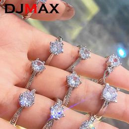 Bandringen djmax 053ct d kleur moissaniet trouwring voor vrouwen topkwaliteit 18k witgoud 925 sterling zilveren dame's diamanten ring 2023 z0509