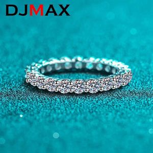 Anneaux de bande DJMax 925 Silver Deluxe 3mm 0.1ct Mosilicon Full Entertainment Womens Diamond Engagement Ring 2.2Ct Mosilicon Bague de mariage