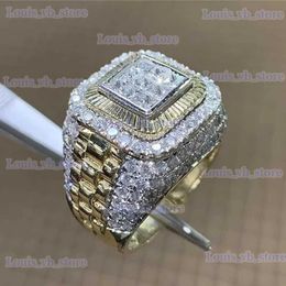 Bagues de bande Dominatrice Couleur Or Hip Hop Bague pour Hommes Femmes Mode Incrusté Blanc Zircon Pierres Punk Bague De Mariage Bijoux T240330