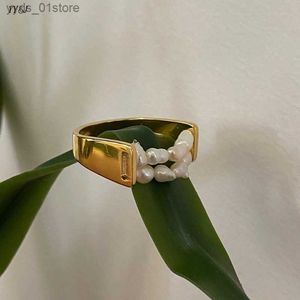 Bandringen Dubbellaagse parelringen voor vrouwen grappige creatieve ringen voor meisjes zomer sierlijke sieraden unieke coole sieraden L240305