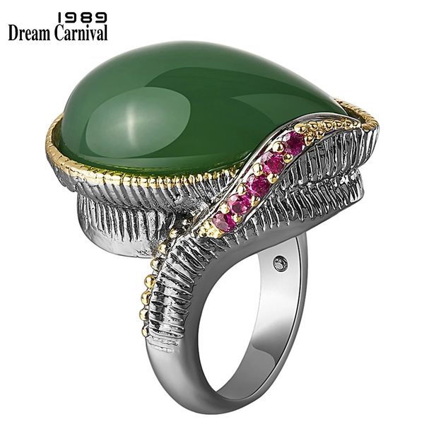 Anneaux de bande DreamCarnival 1989 prix incroyable bague Vintage anniversaire de mariage vert Fuchsia Zircon bords de couleur dorée bijoux WA11614 231218