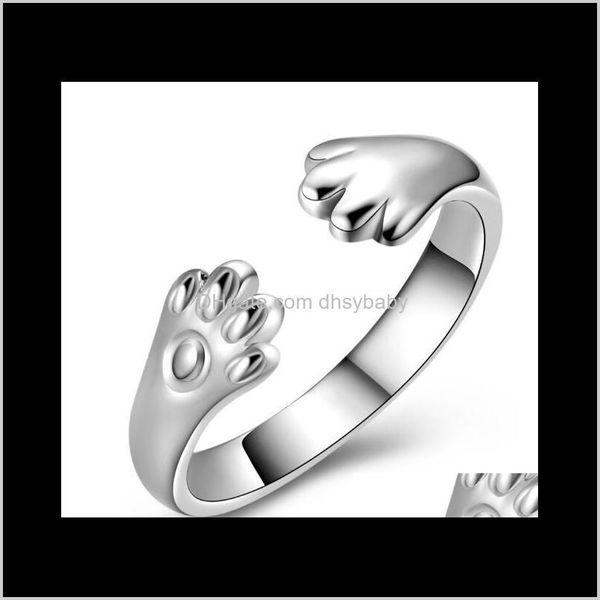 Anillos de banda Drop Delivery 2021 modelos femeninos chapados en plata Japón y Corea del Sur moda creativa gato garra cola Sier anillo de joyería de mano E9Okc