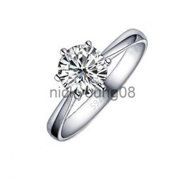 Band Ringen Elegante Klassieke Echte 925 Sterling Zilveren Vinger Ringen Sieraden Crystal Kubieke Zirkonen 6 Klauwen Vrouwen Bruiloft Anillos x0625