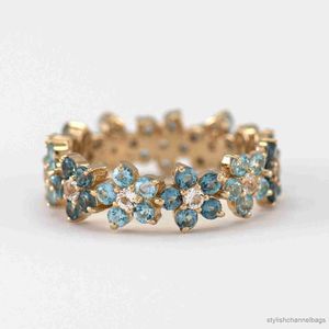 Bandringen elegante prachtige blauwe zirkon pruimenbloem Infinity bloemenringen voor vrouwen houden van trouwring sieraden