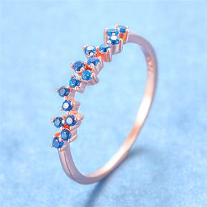 Bandringen Elegante Vrouwelijke Blauw/Rood/Zwart Zirkoon Ring Bedel 925 Zilver Goud Zwart Kristal Ring Mode Verlovingstrouwringen Voor Vrouwen AA230412