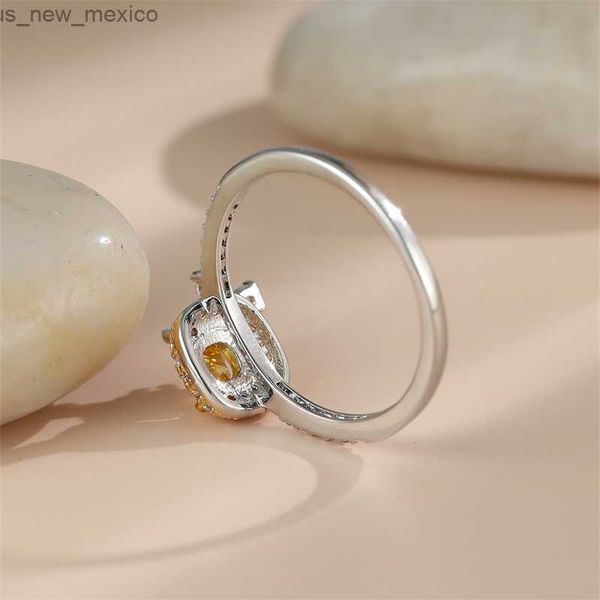 Anillos de banda Elegante Anillo de flor de mariposa femenina Color plata Anillos cuadrados de piedra rosa para mujeres Promesa Alianzas de boda Joyería R230831