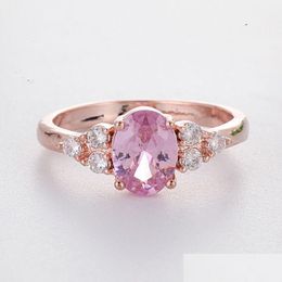 Bands anneaux élégant rose pour femmes mariage ring rose rose or classique bijoux engagement gouttes livraison dhtyn