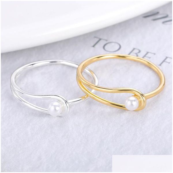 Bagues de bande tempérament élégant perle pour femmes simple bague de mariage romantique mode femme bijoux doigt accessoires cadeaux femme dro otlpe