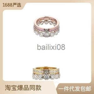 Anneaux de bande Empress Dowager Vivian's Double Layer Sparkling Diamond Saturn Ring Luxe et Amovible J230819