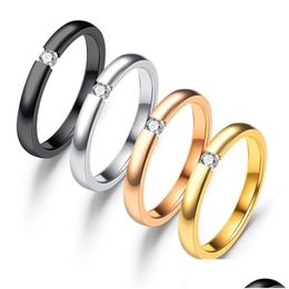 Band Ringen Engagement Designer Ring Voor Vrouwen Roestvrij Staal Sier Goud Kleur Vinger Bruiloft Meisje Gift Luxe Sieraden Drop Levering Dhg8V