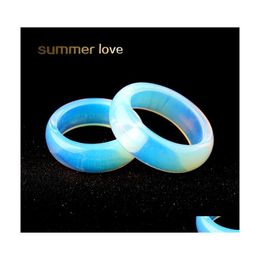 Bands anneaux est Big 5 mm blanc clair d'opale anneau de mariage fiançailles simple doigt simple rond rond naturel pour femmes hommes drop livraison dh4se