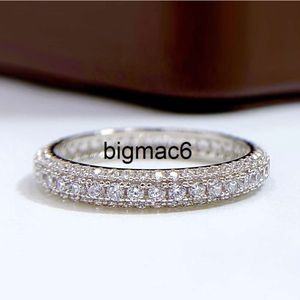 Bandringen Eeuwigheid Micro Pave Moissanite Diamond Ring 100% originele Sterling Sier Wedding Band Ringen voor vrouwelijke mannen beloven sieraden