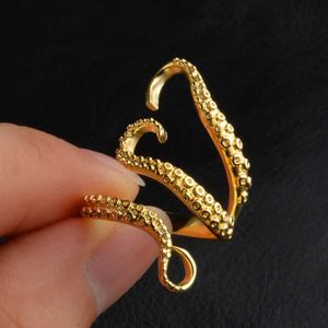 Bandringen Europese Punk Hip Hop Enzos Inktvis Octopus Tentakels Kronkelende Ring Mannen Donker Vintage Titanium Staal Partij Sieraden Accessoires Cadeau 240125