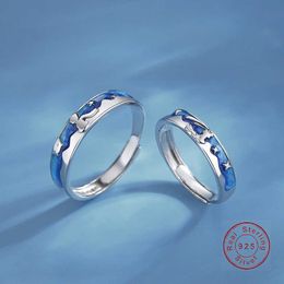 Bandringen Europeaan The Little Prince and Fox 100 S925 Sterling Silver Couple Finger Ring Email For Women Birthday Sieraden Verstelbaar AA230417