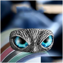 Anillos de banda Evil Blue Eye Owl turco Anillo mágico Emo Pride Matching Accesorios Punk Mujeres Hombre Parejas Regalos Autodefensa Dro Dhgarden Dhpzc