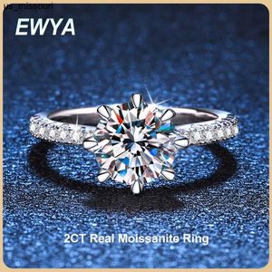 Bandringen Ewya GRA gecertificeerd 2ct Moissanite Diamond Ring For Women S925 Sterling Silver White Gold Compated Engagement Rings trouwring J230522