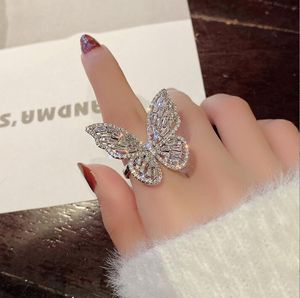 Bandringen overdreven populaire volle diamant openingsring uit holle vlinderringen voor vrouwen