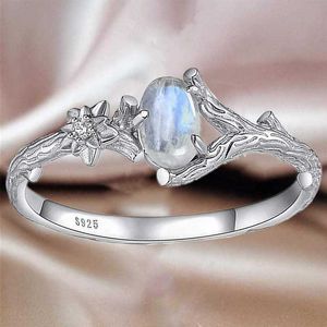 Anneaux de bande Anneaux d'opale de pierre de lune exquise pour les femmes anneau de branche de pierre naturelle princesse bijoux de mariage fête d'anniversaire cadeau d'anniversaire AA230417