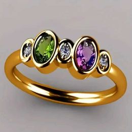 Anneaux de bande exquis Olive/violet/blanc CZ Simple élégant couleur or bague élégante femme mariage fiançailles fête bijoux 240125