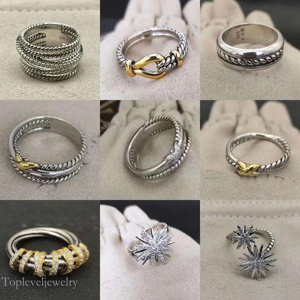 Anillos de banda Alianza de boda de perlas exquisita de DY Twisted Ring Serie X Ideal para amigas y amantes Joyería de diseñador