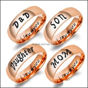 Anillos de banda Familia Papá Hijo Mamá Hija Grabado Expreso Amor Conmemorar Anillo de regalo Joyería de acero inoxidable de alta calidad Mujer y hombre Dhyfy