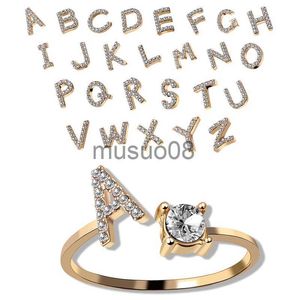 Bandringen mode 26 Letter Initiële open ringen voor vrouwen zirkon goud kleur trendy alfabet vinger manchet verstelbare ring meisje liefhebbers sieraden j230817