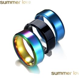 Bandringen mode 8mm regenboogring voor mannen vrouwen titanium staal fit maat 513 sieraden geschenken drop levering dhrji