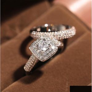 Band Ringen Modemerk Ringen Voor Vrouwen Top Designer S925 Sterling Sier Women039S Ring Luxe Fl Diamond Engagement Sieraden Ring Dhvr0