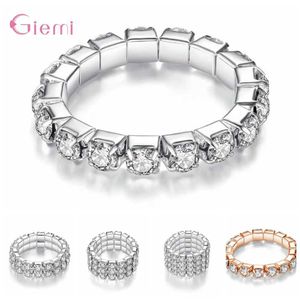 Bands Anneaux Fashion Channel Party Party Classic Jewelry Silver Elastic Zircon multiples Rows Full Full Crystal Elastic Ring J240410