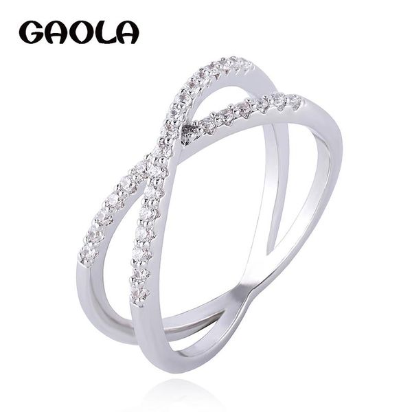 Anillos de banda Moda Clear Cubic Zirconia Criss Cross Micro Pave Ajuste Anillo en forma de X para mujeres Regalos de joyería