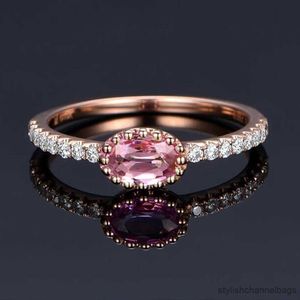 Bande Anneaux De Mode Contracté Conception Femmes Anneau Romantique Rose Ovale Brillant Élégant Cadeau pour Dame Anneau Déclaration Bijoux