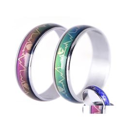 Bandringen mode creatieve platinakwaliteit magische ringtemperatuur colorchanging elektrocardiogram hartslag drop levering sieraden dhsj4