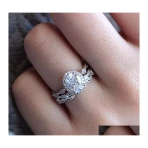 Bandringen Fashion Crystal Wedding Ring Set voor vrouwen sieraden verlovingsbands Girl Gift Rinestone Zirkon Q483FZ Drop Delivery Dh6GJ