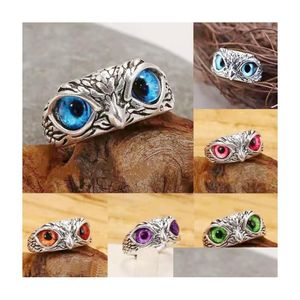 Bandringen mode demon eye owl voor vrouwelijke meisjesliefhebbers retro dier open verstelbare statement ring sieraden cadeau groothandel druppel delive dhrmn