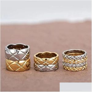 Band Anneaux Fashion Designer Men Woman Woman Gold plaqué rose s sier Rhinestone Celebrity Channel Cogo Crush Wedding Marriage Ring Lover Gif Dhjnf