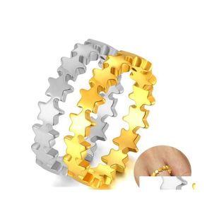 Bandringen mode Gold Sier kleur roestvrijstalen ster -vormige stapelbare bruiloft verlovingsring voor dames drop levering sieraden dhnvs