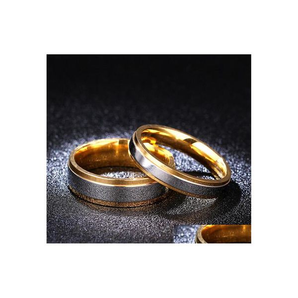 Anillos de banda Anillo de oro de moda para mujeres y hombres 316 Pareja de acero inoxidable Pareja Amantes de la boda Regalo Drop Entrega Joyería DHS2K