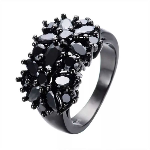 Anillos de banda Moda Gypsophila Negro Oval Incrustaciones Cruz Circón Parejas Anillos para Mujeres Hombres Alto Rango Vintage Grandes Anillos de Boda Joyería Nuevo G230213