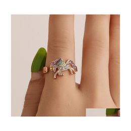 Bands anneaux bijoux de mode dessin animé mignon anneau coloré poney diamant ou ouverture de gouttes réglables livraison dhpnz