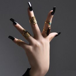 Bagues de bande Bijoux de mode Knuckle Ring Set Gold Pine Exagéré Midi Ensembles 8Pcs Drop Livraison Dhhpz