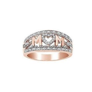 Band Ringen Mode Liefde Mum Sier Ring Rose Goud Moeder Karakter Diamanten Sieraden Familie Verjaardag Beste Cadeau Voor Moeder Drop Levering Dhd9V