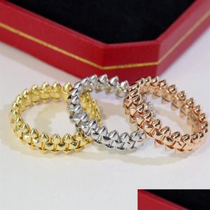 Band Anneaux Fashion Luxury Ring Clash de Anneaux Extravagant 18K Gold Sier Chandail Cartis Titanium Steel With Diamond Women Men Lover Jewel Dh8ur