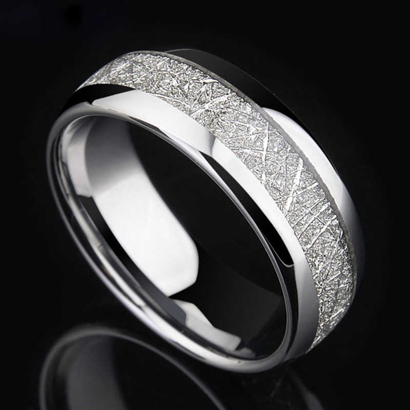 Anneaux de bande Mode hommes anneaux 2022 bijoux accessoires classique 8mm couleur or argent météorites motif anneaux en acier inoxydable pour hommes AA230426
